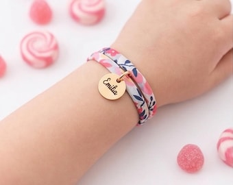 Pulsera con estampado Liberty, joyería personalizada, regalo de cumpleaños, joyería para niña, regalo para niñera