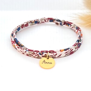 Personalized liberty fabric bracelet, personalized gift, first name bracelet, children's jewelry, nanny gift, birth gift
