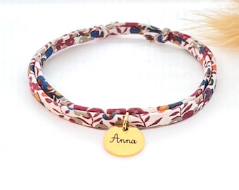 Bracelet personnalisé en tissu liberty, cadeau personnalisé, bracelet prénom, bijou enfant , cadeau nounou, cadeau naissance