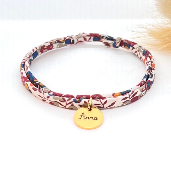 Bracelet personnalisé en tissu liberty, cadeau personnalisé, bracelet prénom, bijou enfant , cadeau nounou, cadeau naissance