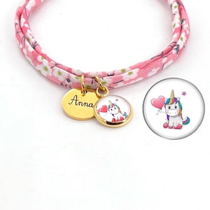 Personalized liberty cord bracelet, unicorn bracelet, personalized children's jewelry, children's birthday gift, personalized bracelet