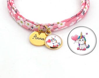 Pulsera Liberty – Joyas personalizadas con nombre para mujeres y niños – Colgante de unicornio a elegir