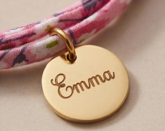 Pulsera personalizada con estampado Liberty y nombre – Pulsera ajustable de tela floral – Regalo para mujeres – Regalo para madres – Joyería boho hecha a mano