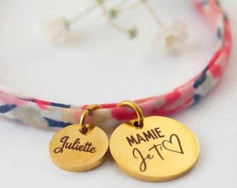 Pulsera personalizada de tela Liberty, regalo para el Día de la Madre, pulsera para mujer