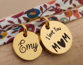 Pulsera personalizada con cordón Liberty – Medallón de acero inoxidable grabado – Joyería hecha a medida