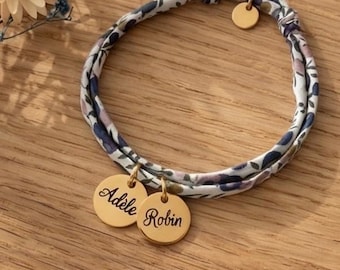 Pulsera personalizada con estampado Liberty, regalo personalizado para madrina, joyería para niña, regalo para el Día de la Madre