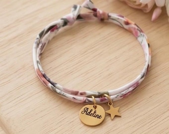 Pulsera de cordón Liberty con dijes grabables, pulsera con nombre, regalo de cumpleaños, dije de estrella de acero inoxidable