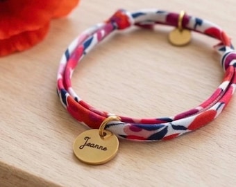 Pulsera floral Liberty, idea de regalo personalizada para ella, joyería grabada para mujeres y niñas.