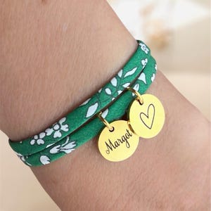 Pulsera de tela personalizada liberty, regalo personalizado, pulsera con nombre, joyería para niños, regalo de niñera, regalo de nacimiento