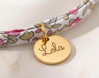 Pulsera de cordón con estampado Liberty, personalizable, recuerdo para despedida de soltera, recuerdo para damas de honor, joyería personalizada, pulsera con nombre