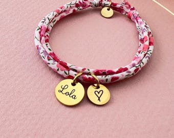 Braccialetto personalizzato con stampa Liberty, regalo di compleanno personalizzato, gioielli per ragazze, regalo per la festa della mamma