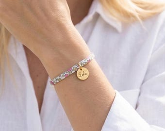 Pulsera de tela Liberty, joyería personalizada, pulsera con nombre, joyería para mujeres y niños, regalo para niñera, regalo para madrina
