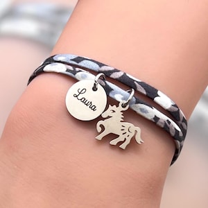 Personalized horse bracelet, liberty cord bracelet, women&#39;s and children&#39;s bracelet, personalized birthday gift