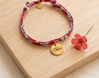 Pulsera personalizada de cordón Liberty, joyería con nombre grabado, regalo para el Día de la Madre
