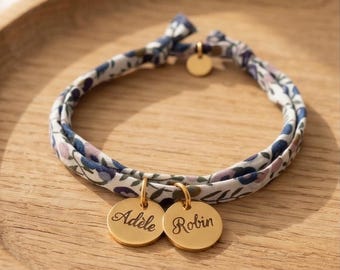 Pulsera personalizada con estampado Liberty, regalo personalizado para madrina, joyería para niña, regalo para el Día de la Madre