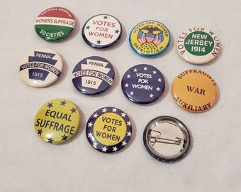 Women&#39;s Suffrage REPRODUCTION Pinback Button Set