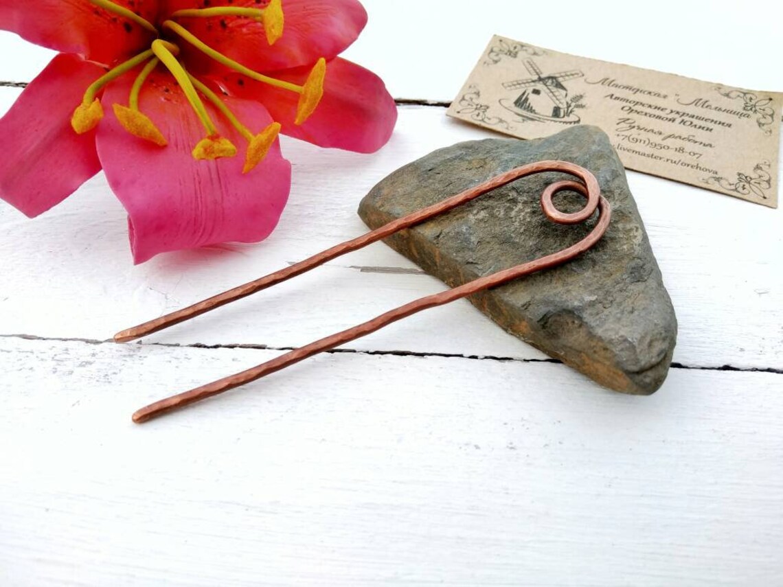 Circle Hair Pin Metal Hair Stick Copper Hair Fork Hair Etsy