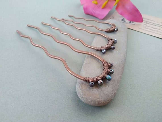 Hair Bun Accessories Grey Pearl Hair Clips Metal Hair Sticks Etsy