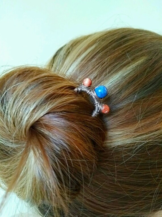 Gemstone Hair Pin Hair Bun Accessories Metal Hair Clip Hair Etsy