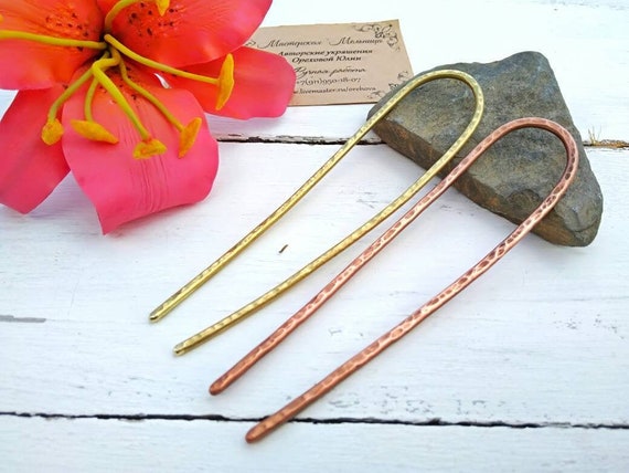 Hair Pin 3 6 Metal Hair Fork Boho Hair Bun Pin Etsy