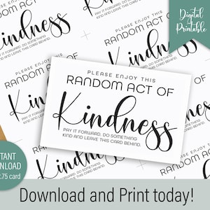 Zufällig Akt der Freundlichkeit druckbare Karten Sofortiger Download Motivierende Zahlen Idee von Kiss My Sass Printables
