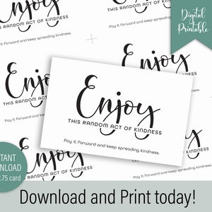 Random Act of Kindness druckbare Karte Sofortiger Download motivierende Pay it Vorwärts Idee von Kiss My Sass Printables