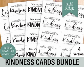 Random Act of Kindness Bundle Printable Cards Instant Download Motivational Pay it Forward Idea 4 Version by Kiss My Sass Printables