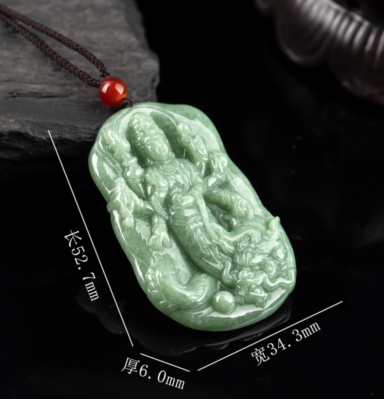 Natural Myanmar Jade Thousand Hands Guanyin and Dragon Pendant - Etsy