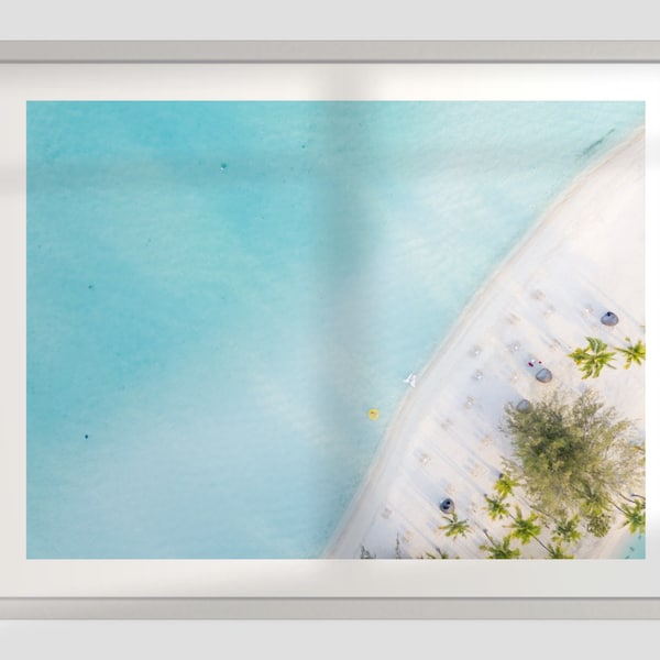 Poster Beach Aerial Digital Print Summer Waves Pastel Photo California Wall Art People on the Beach Turquoise Coastal Wave Seascape Ocean