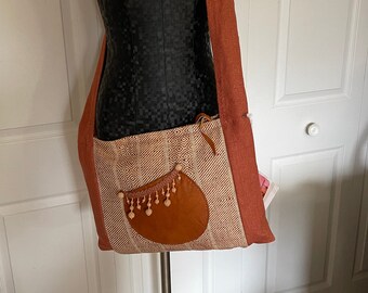 Rectangle Crossbody Bag with Beaded Pocket