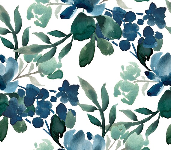 Flora Deep Greens Floral Removable Wallpaper / Vintage Peel - Etsy Flora Deep Greens Floral Removable Wallpaper / Vintage Peel - Etsy