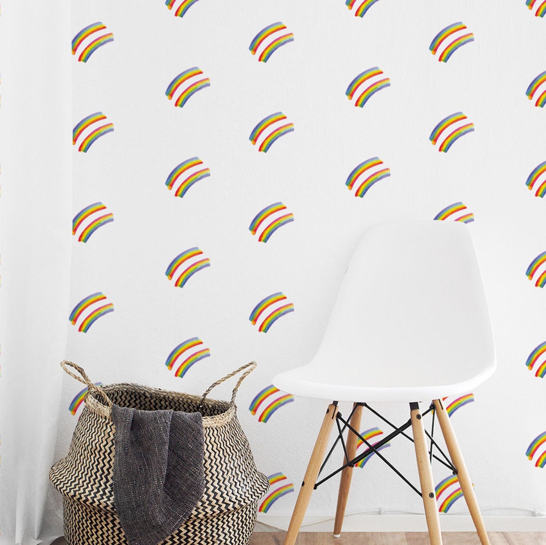 Watercolor Rainbow Wallpaper Mural, Peel and Stick, Nursery Decor - Etsy