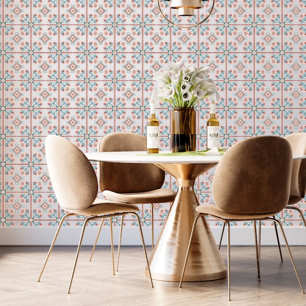 Spanish Floral Tile (Terracotta) Removable Wallpaper