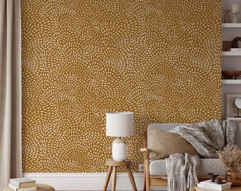 Tapeta w stylu art déco, samoprzylepna, musztardowo-żółta, usuwalna