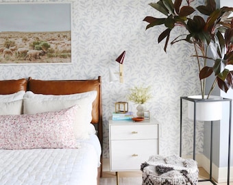 Leaf Branches Wallpaper, Repeating Pattern, Washable Temporary Wall Mural