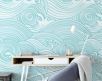 Ocean Waves Wallpaper Mural: Peel and Stick Sea Themed Decor