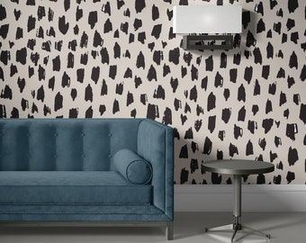 Zwart INKY SPLOTCH in bruin verwijderbaar behang – Peel Stick en traditioneel zelfklevend behang