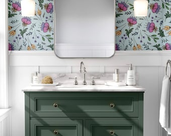 Floral Wallpaper Mural: Hand-Painted Botanical Peel & Stick