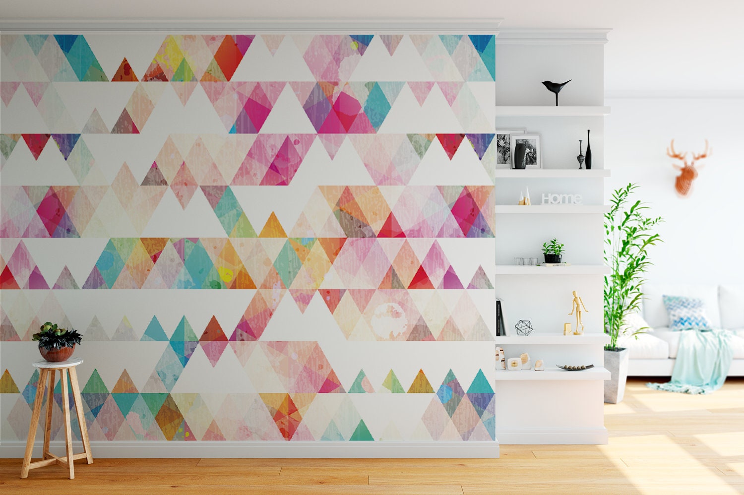 TRIANGLE WALLPAPER Repeating PATTERN Abstract Wallpaper Etsy
