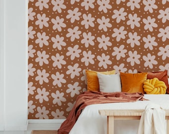 Abnehmbare PINK BLUMEN TAPETE - Schälen und Kleben Traditionelle Tapete in Mehreren Größen