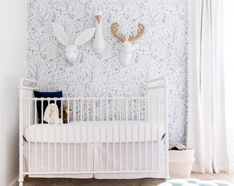 Woodland Trees Removable Wallpaper, Nursery Decor, Peel and Stick