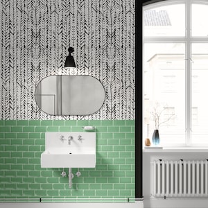 Black and White Herringbone Peel and Stick Wallpaper