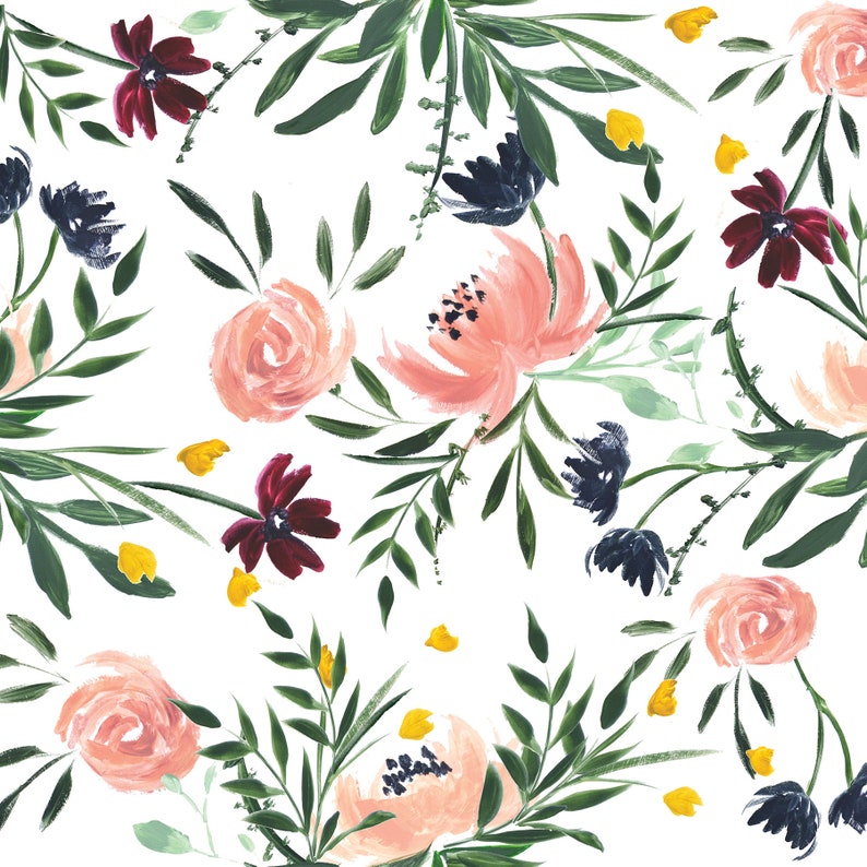 Fields of Gypset on White Floral Removable Wallpaper W30627 Etsy