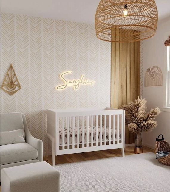 Herringbone Brushstroke Peel and Stick Wallpaper: Neutral Scandi Chevron