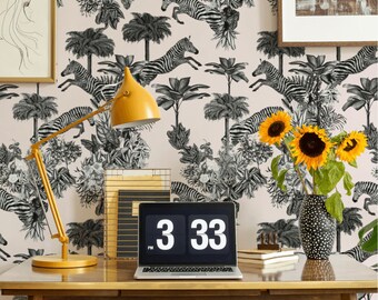 Removable BLUSHED ZEBRAS WALLPAPER - Self Adhesive Peel And Stick Wallpaper In Multiple Sizes