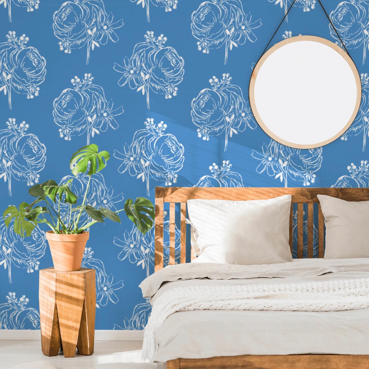 Palm House by Sanderson  French Blue  Gardenia  Wallpaper  Wallpaper  Direct