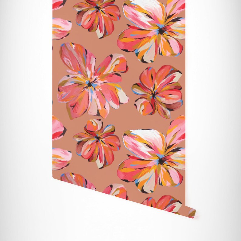 Pink on Pink Floral Removable Wallpaper 541 Etsy