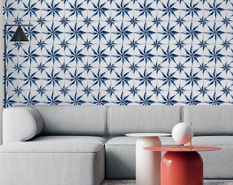 Navy Blue Starbursts Removable Wallpaper