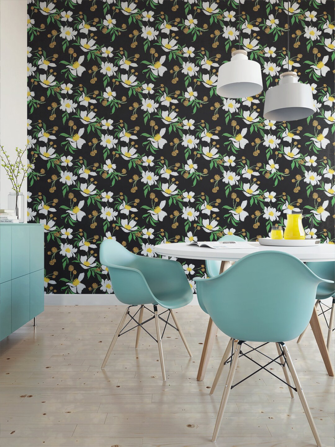 DAISY WALLPAPER FLORAL Wall Mural Botanical Wallpaper - Etsy