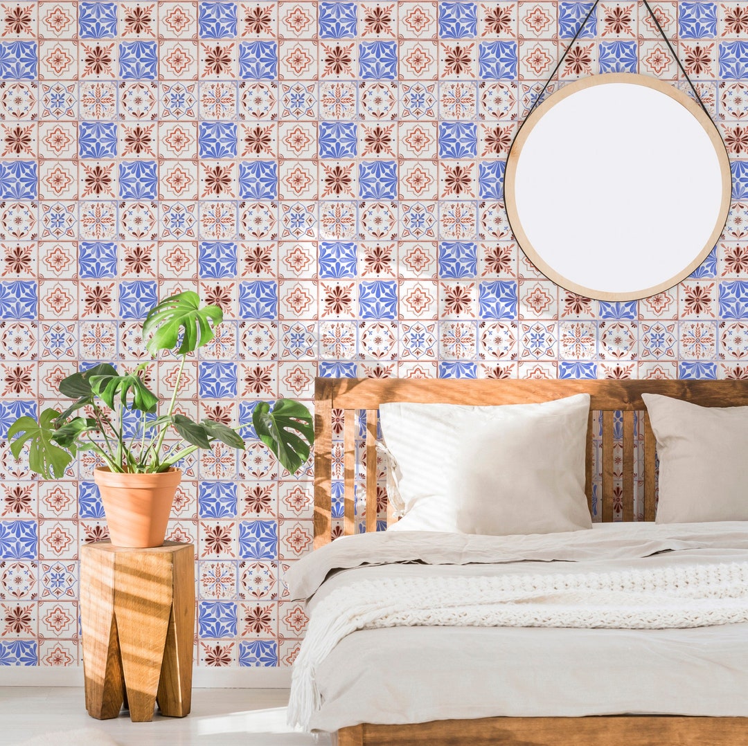 Spanish Tile Pattern Moroccan Tiles Design Seamless Blue and Orange  Background Stock Illustration  Illustration of ornament azulejo 88022539
